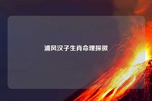 浦风汉子生肖命理探微