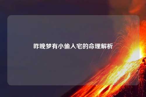 昨晚梦有小偷入宅的命理解析