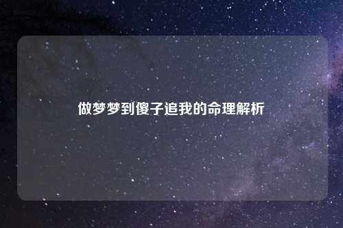 做梦梦到傻子追我的命理解析