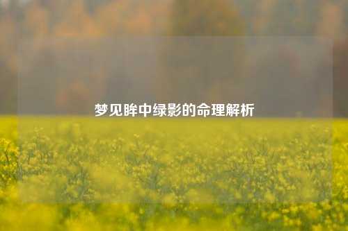 梦见眸中绿影的命理解析