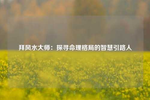 拜风水大师：探寻命理格局的智慧引路人
