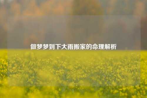 做梦梦到下大雨搬家的命理解析